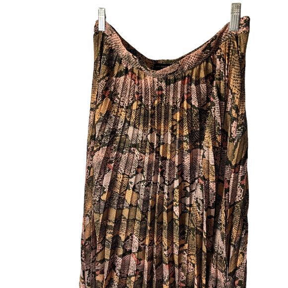 Banana Republic Snake Print Pleated Midi Skirt Women's Size 10 - Picture 4 of 11